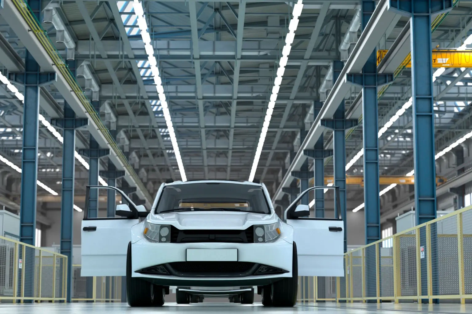 Car manufacturing facility setting